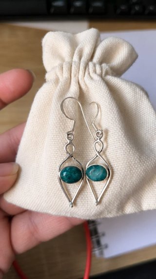 Pendientes Plata Elegantes con Piedra Esmeralda.