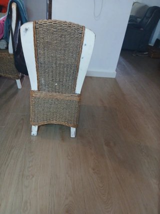 Mesa + 6 Sillas + Aparador Madera y Ratán real