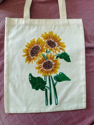 Totebag pintada a mano girasoles