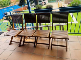 Lote 7 sillas Madera Acacia Plegables