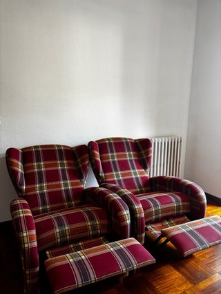 2 Sillones Orejones Tartán Rojo