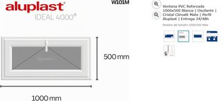 Ventana PVC Climalit 1000x500 Blanca