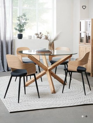 Mesa redonda cristal y madera