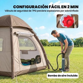 Tienda Campaña Inflable 3-4 Personas con Bomba UPF