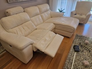 Divano Chesslong 3 posti Relax Pelle Bianco