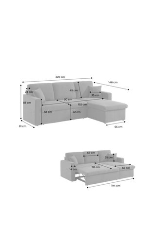 Sofá Cama Chaiselongue Beige