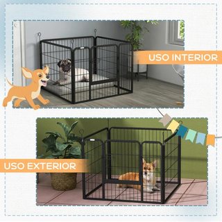 Parque Perros 4 Paneles Plegable 82x82x60cm Gris