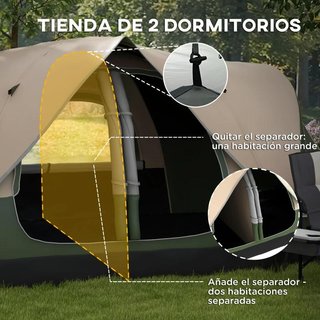 Tienda Campaña 2 Habitaciones Plegable Impermeable