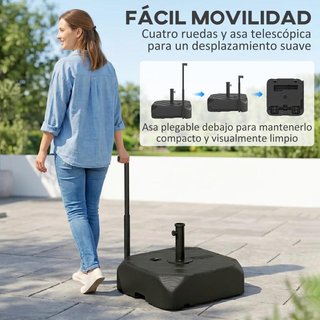 Base Sombrilla con Ruedas Rellenable 72kg/45L