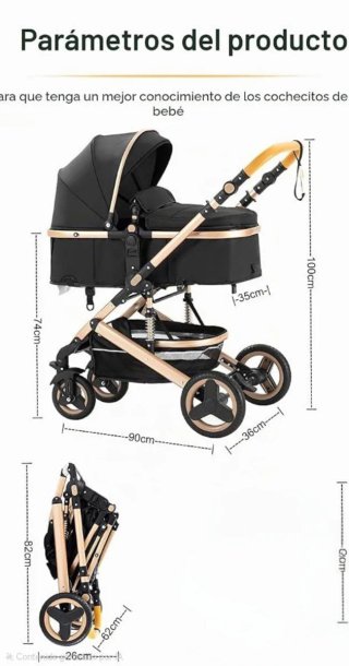Carrito de bebé rojo y negro