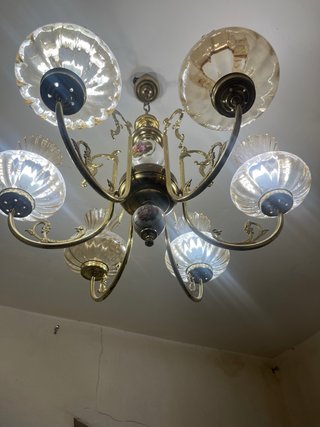Lámpara araña retro cristal y metal
