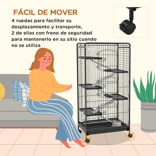 Jaula para Roedores de 6 Niveles con Ruedas
