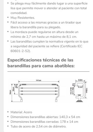 Barras de seguridad para cama