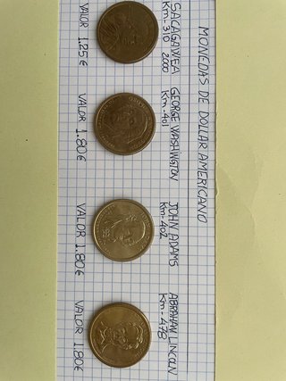 USA. Monedas de Dólar Americano (4 unidades)
