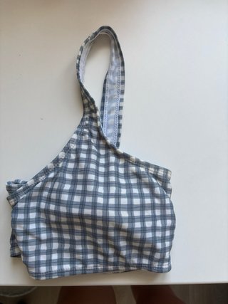Parte de arriba bikini cuadros gris y blanco