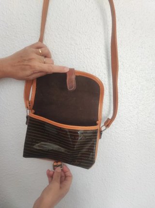 Bolso vintage rayas marrones y negras