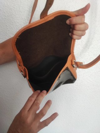 Bolso vintage rayas marrones y negras