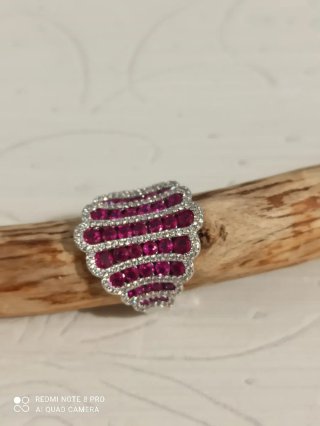 Anillo baño plata con circonitas rosas