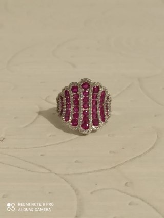 Anillo baño plata con circonitas rosas