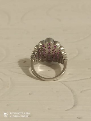 Anillo baño plata con circonitas rosas