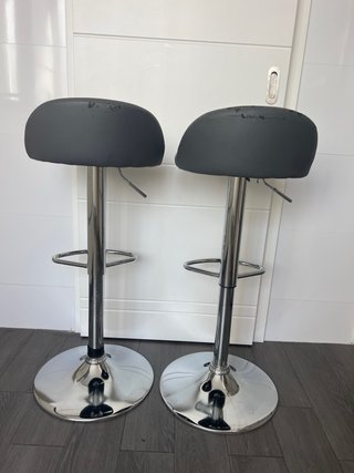 2 Taburetes Cocina Elevables Piel Sintética
