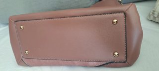 Bolso marrón de ante y polipiel.