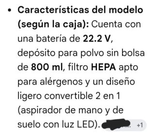 Aspirador Ciclón 22.2V 800ml HEPA