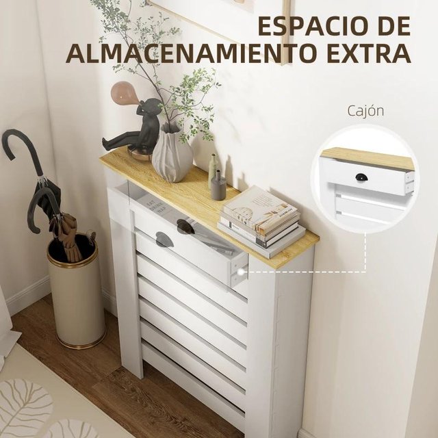 Cubre Radiador MDF con Cajón Blanco Moderno 78cm
