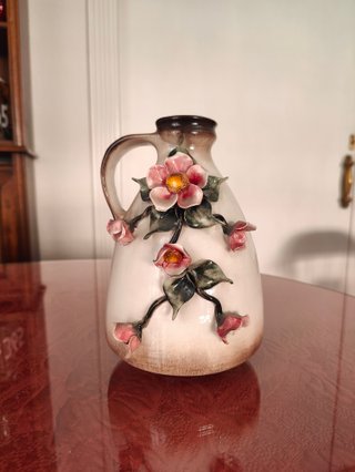 Jarra cerámica Capodimonte floral vintage