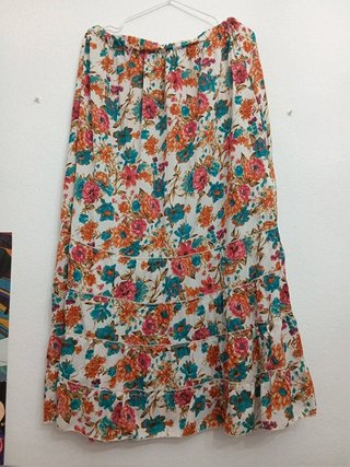 Falda Larga Floral Boho Chic con Volantes...