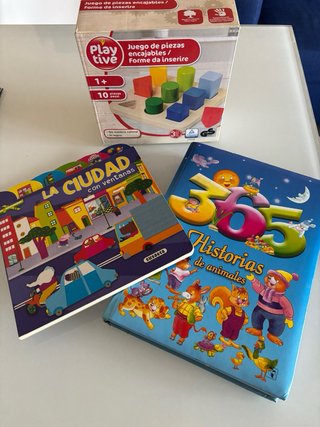 Lote 2 libros infantiles y juego