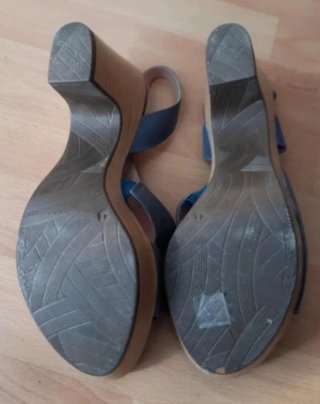 Sandalias Wonder T40 Azul y Plata