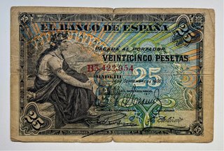 Billete 25 Pesetas 1906. Alegorias