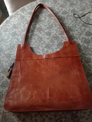 Bolso vintage cuero flores