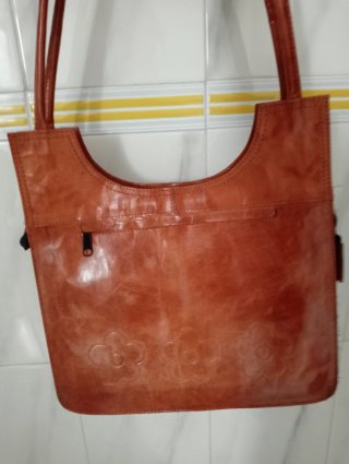 Bolso vintage cuero flores