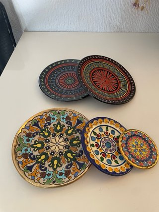 5 Platos Decorativos Florales Pintados a Mano