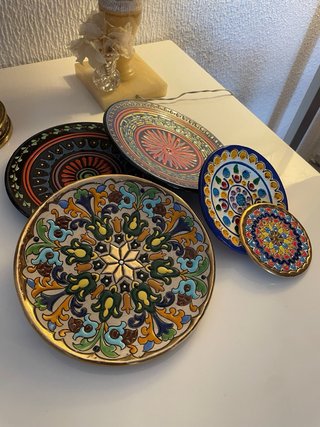 5 Platos Decorativos Florales Pintados a Mano