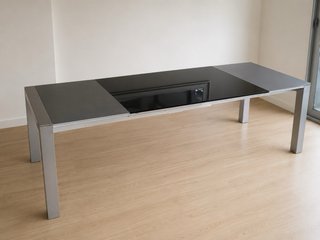 Mesa de comedor extensible cristal negro