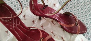 Sandalias Yanko Piel Tacón Fino Rojas
