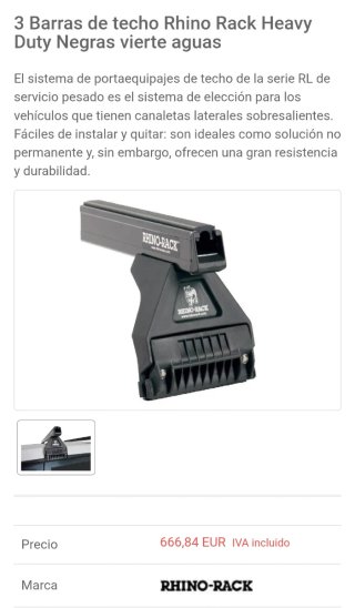 3 Barras de techo Rhino Rack
