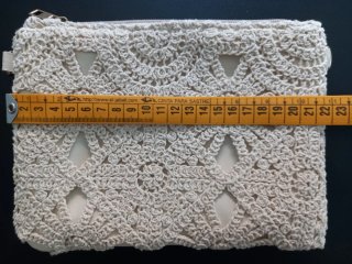Bolso estilo Clutch de Crochet y Polipiel (crema)