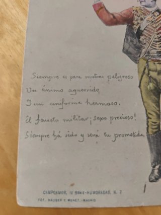 Tarjeta postal militar poema 1900
