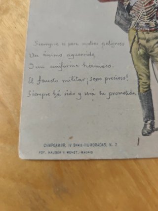 Tarjeta postal militar poema 1900