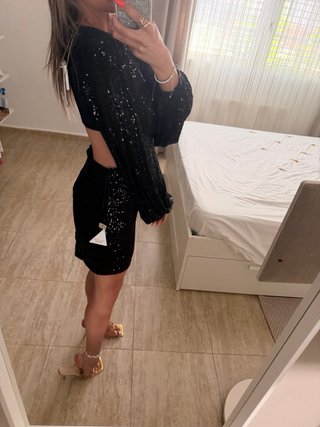 Vestido Nadine Merabi Lentejuelas Negro