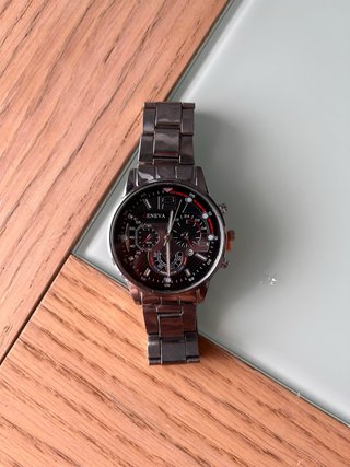 Reloj Geneva Elegante Deportivo Negro/Plata