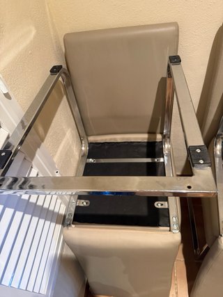 4 Sillas Comedor Piel Beige/Plata