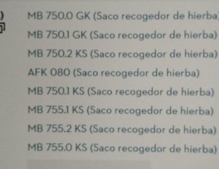 TELA Saco recogedor cortacésped VIKING MB-750/755