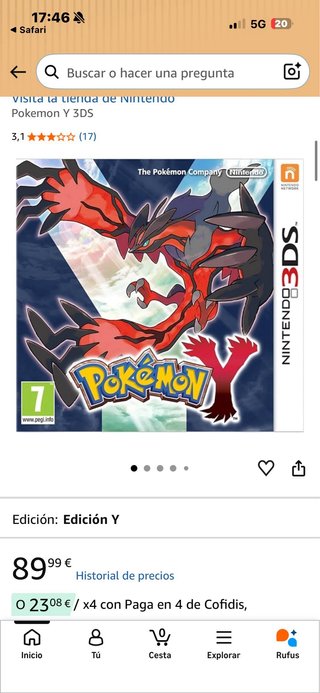 Pokémon Y  de Nintendo 3DS