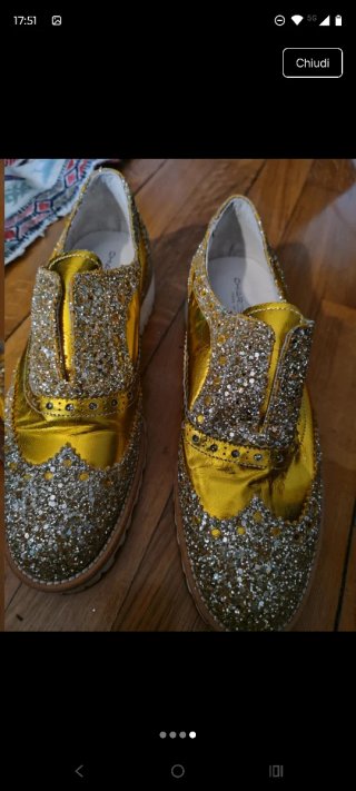 Scarpe donna argento e oro glitter