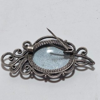 Spilla russa ceramica smaltata e metallo filigrana